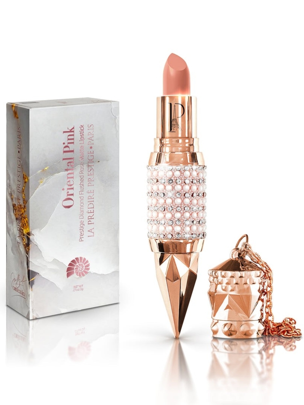 Pink Nude Lipstick — Rose Gold Jewel Case